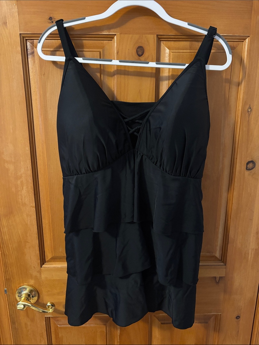 Swim by Cacique No-Wire Three-Tier Flounce Tankini Top